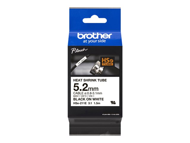 Kutistesukka BROTHER 5,2mm 1,5m HSE-211E - Tarranauhat Brother - 169250 - 1
