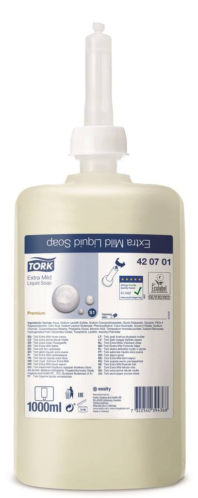 Nestesaippua 1L TORK Premium S1 - Saippuat ja annostelijat - 119200 - 1