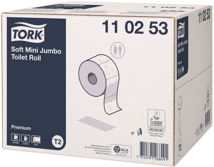 WC-paperi TORK Premium T2 Mini Jumbo - Minijumborullat ja annostelijat - 116000 - 1