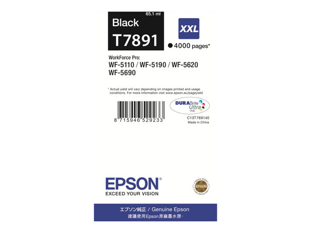 EPSON T7891BK XXL mustesuihku - Mustesuihkuvärit Epson - 158051 - 1