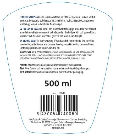 Nestesaippua 500ml NORD CLEAN - Saippuat ja annostelijat - 160714 - 2