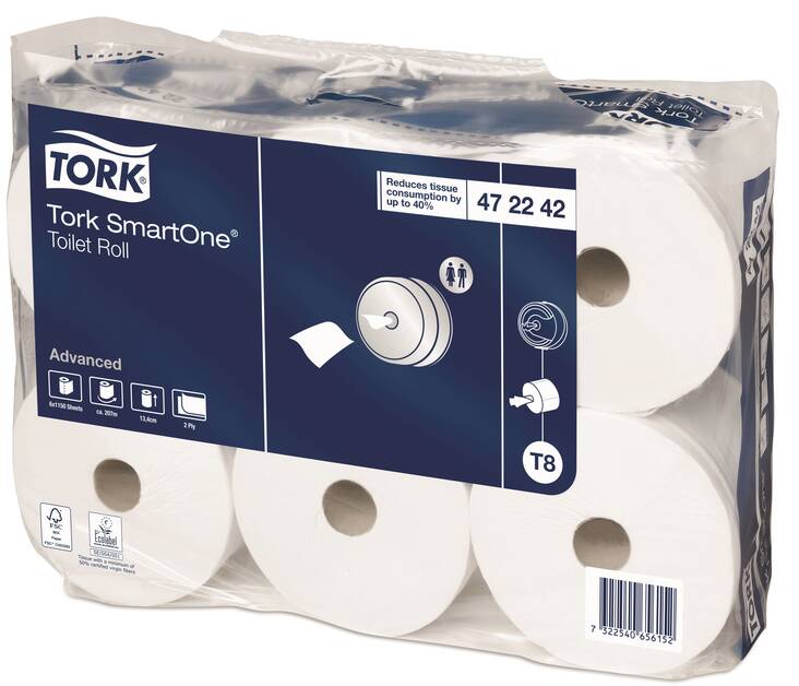 WC-paperi TORK Smartone Advanced T8 - Minijumborullat ja annostelijat - 129274 - 1