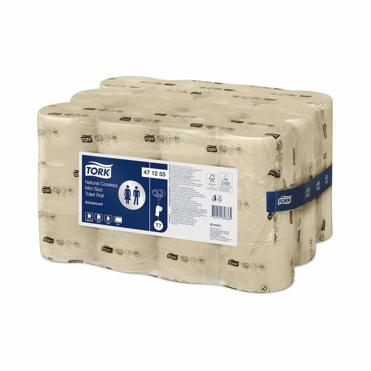 WC-paperi TORK Mid Advanced T7 hylsytön - Minijumborullat ja annostelijat - 173679 - 1