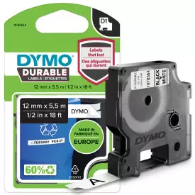 Tarranauha DYMO 12mmx5,5m durable - Tarra- ja kohokirjoitinteipit Dymo - 175149 - 1